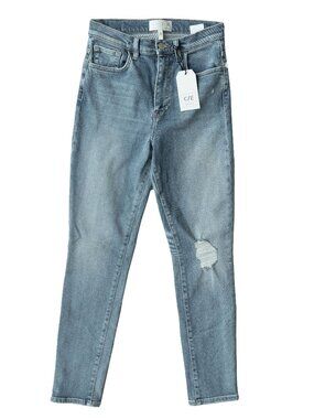 CURRENT ELLIOT Skinny Jeans High Rise Cigarette Denim Distressed Light Wash